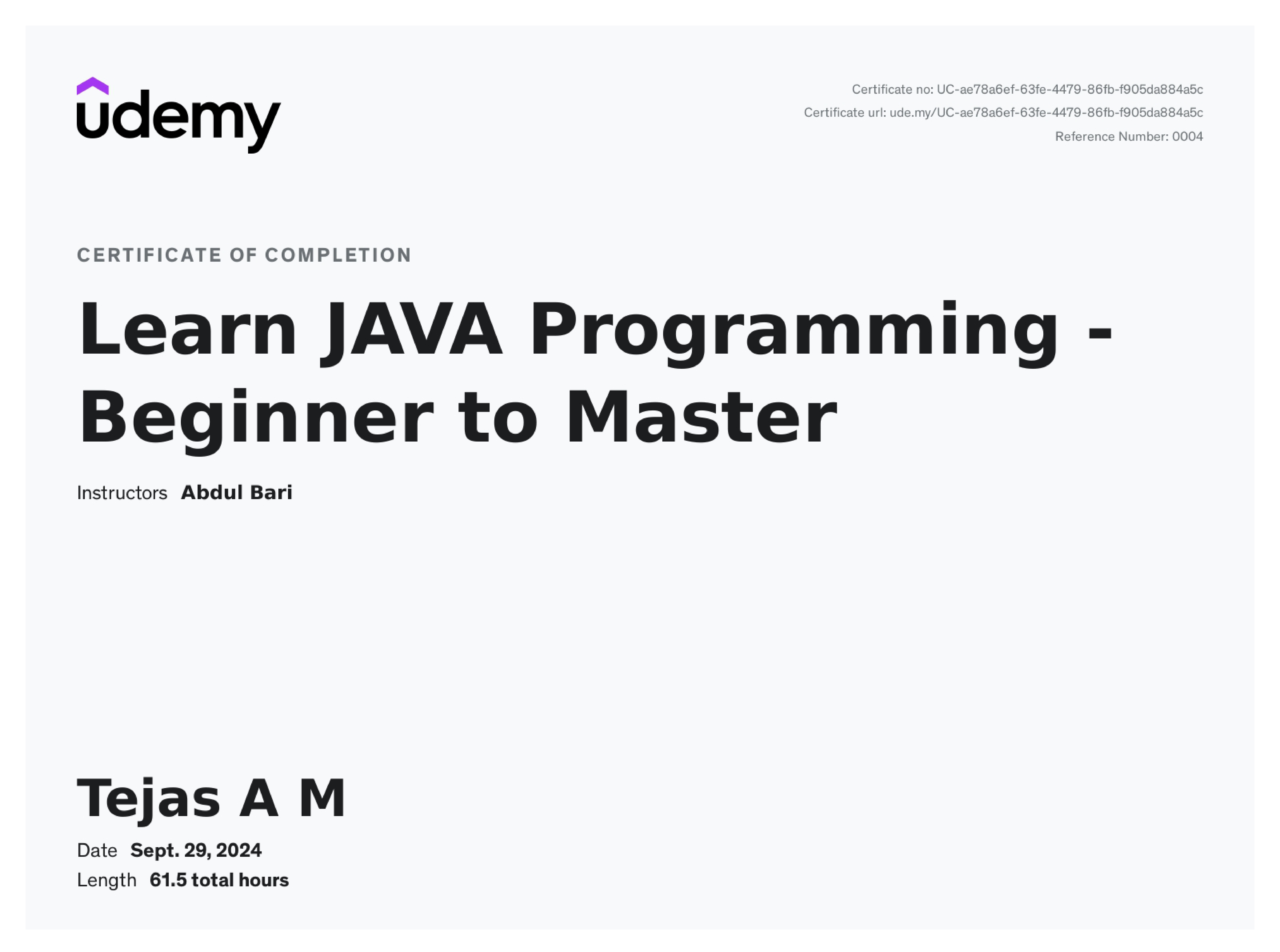 Learn JAVA Programming
Beginner to Master
